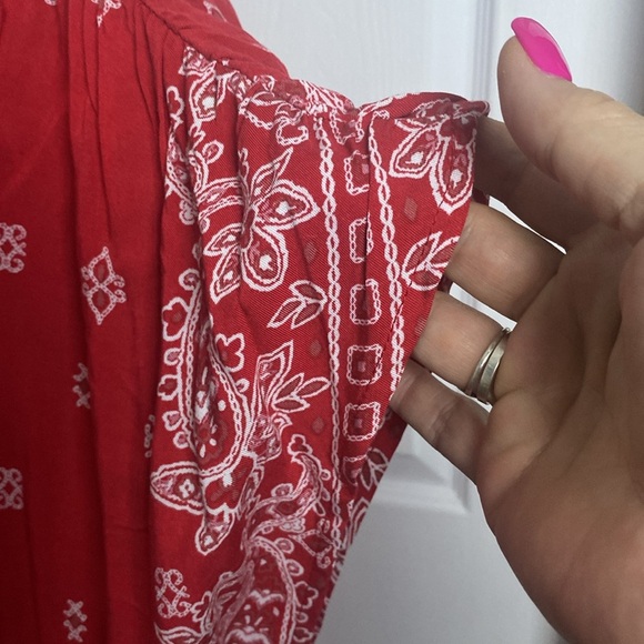 Eyeshadow Red Bandana Print Kimono Cardigan Cover Up sz L/XL NWOT - Picture 3 of 9